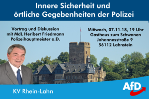 Vortrag und Diskussion: Innere Sicherheit und örtliche Gegebenheiten in der Polizei