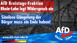 ehemaliger Grenzzaun der DDR mit Logo und Slogan der AfD Rhein-Lahn